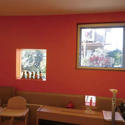 ランチルームの窓。